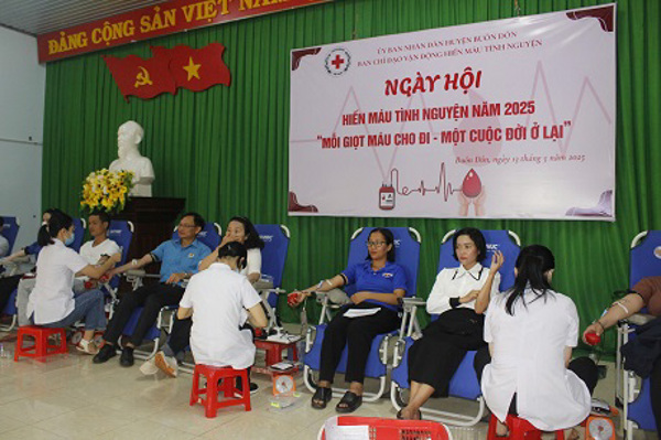 Liên đoàn Lao động huyện Buôn Đôn phối hợp với Hội Liên hiệp thanh niên, Hội Chữ thập đỏ tổ chức hiến máu tình nguyện đợt 01 năm 2025