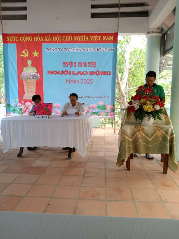 Công đoàn cơ sở Công ty cổ phần Ánh Dương VN, thuộc LĐLĐ huyện Cư M'gar, Tổ chức Hội nghị Người lao động năm 2025.