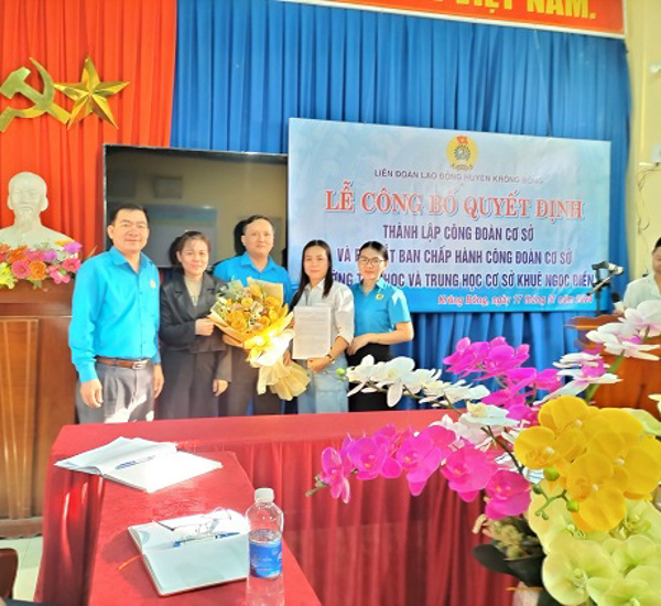 Thành lập Công đoàn cơ sở  Trường Tiểu học và Trung học cơ sở Khuê Ngọc Điền, huyện Krông Bông
